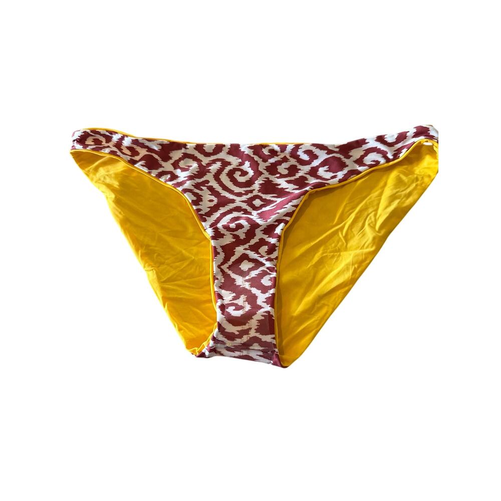 Maaji Reversible Yellow Brown Suzy Q Bikini Bottom L NWOT